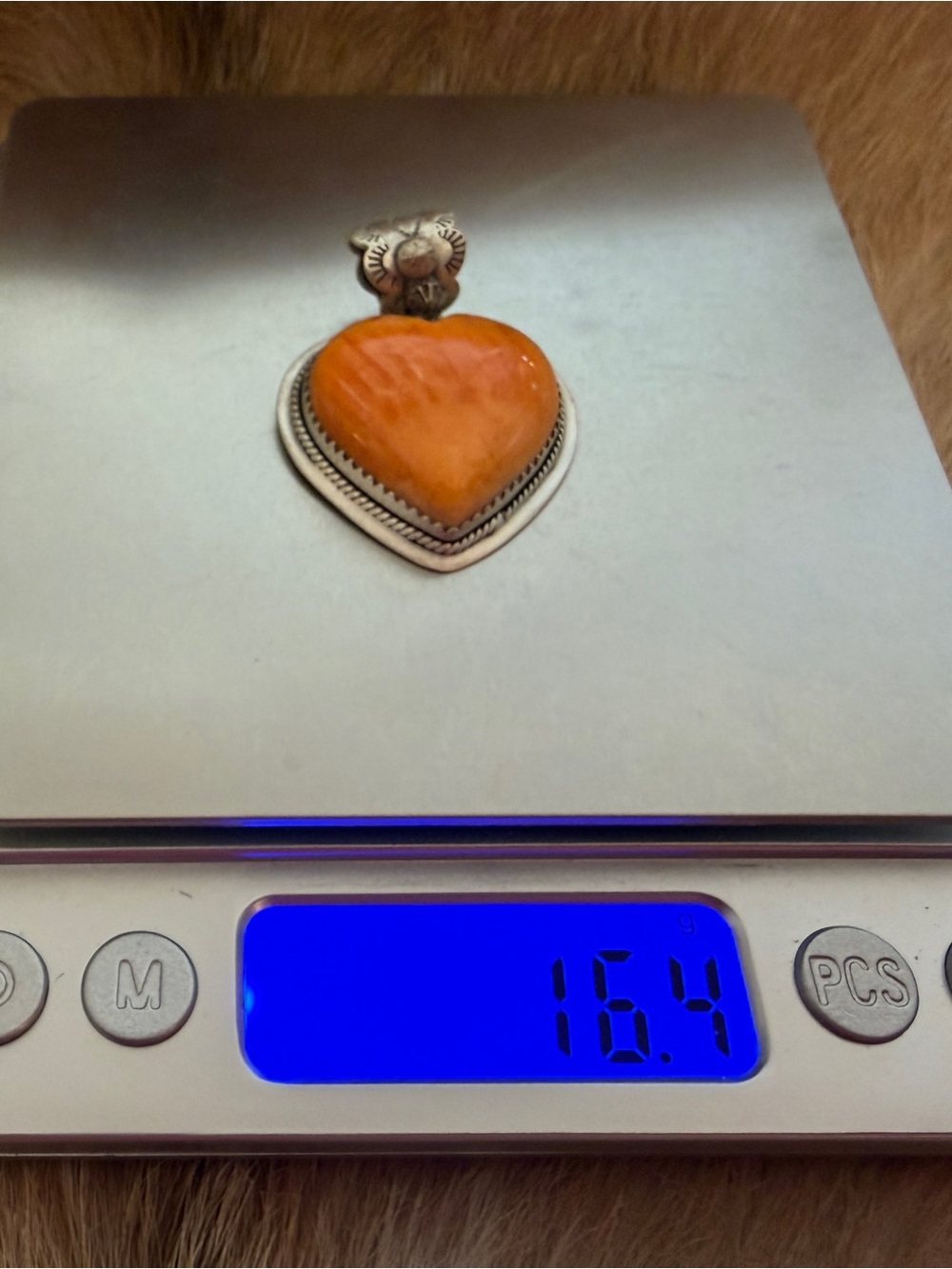 ❤️ Navajo Made Spiny Oyster Statement Puffy Heart Sterling Silver Pendant 16.4G - Picture 11 of 17